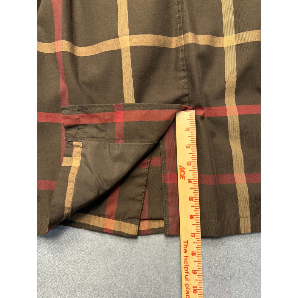 Merona Jacket Brown Plaid Double Breast Tie Waist Water Repellent Old Money SM - Picture 10 of 11